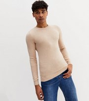 New Look Cream Fine Knit Crew Neck Muscle Fit Jumper